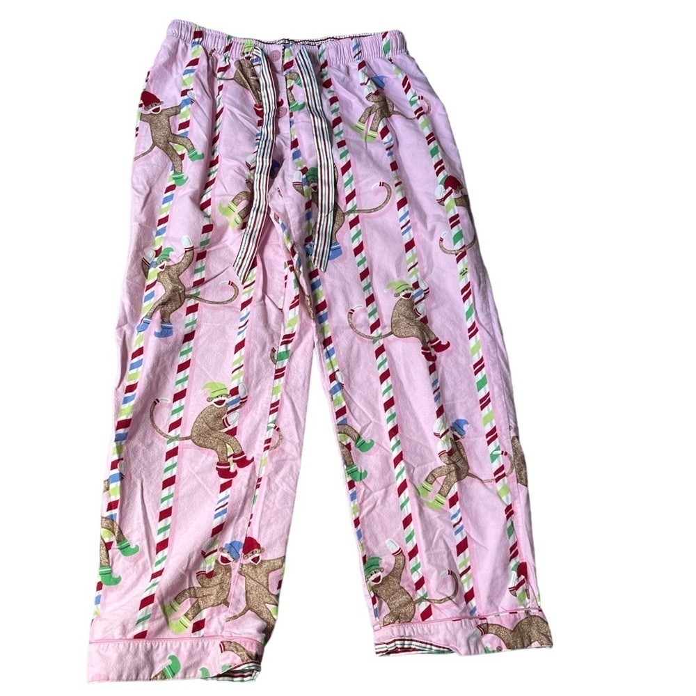 Nick & Nora Sock Monkey Flannel  Pajamas - Picture 3 of 7